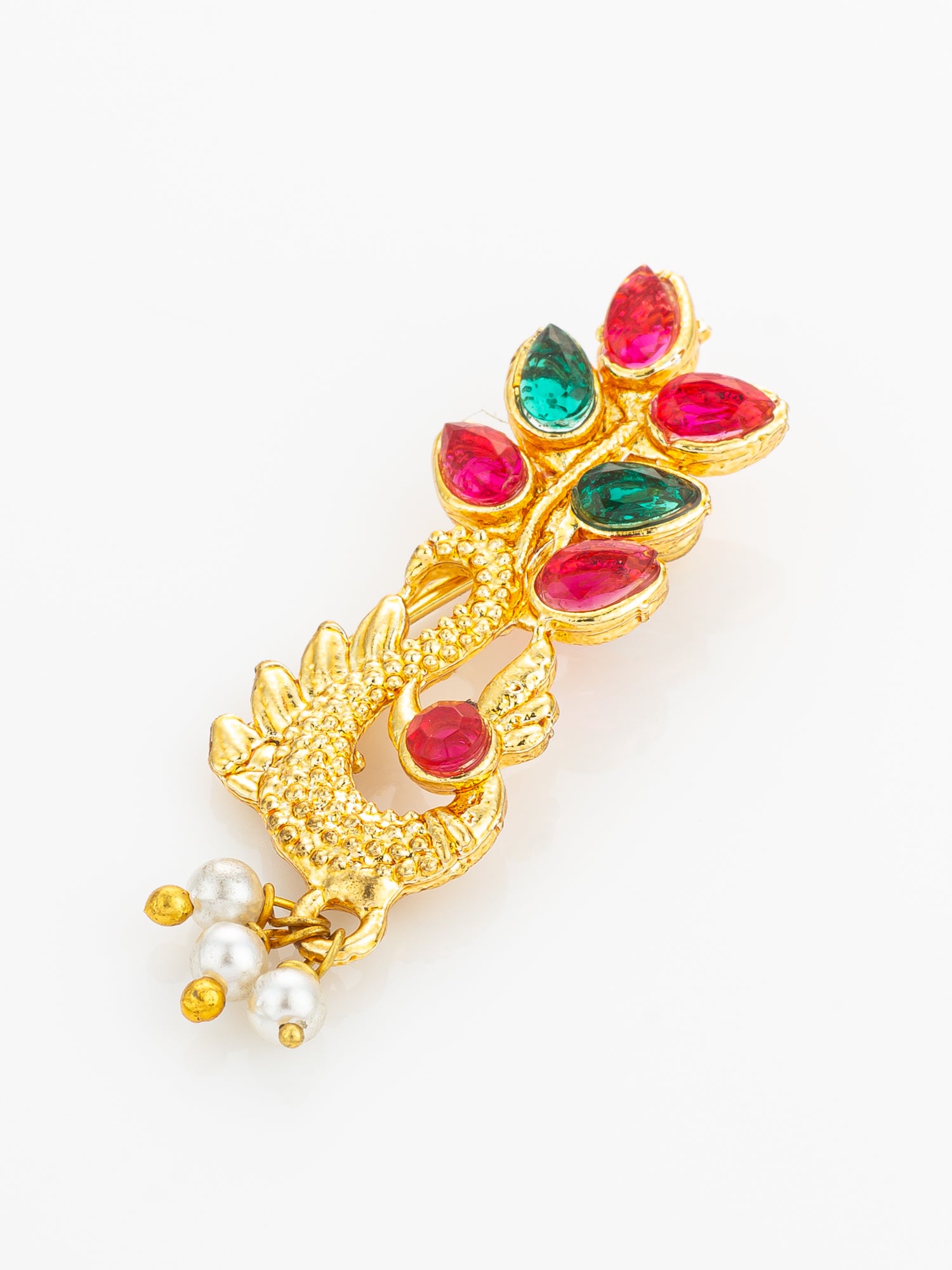 Aadita Gold Plated Peacock Motif Nathni