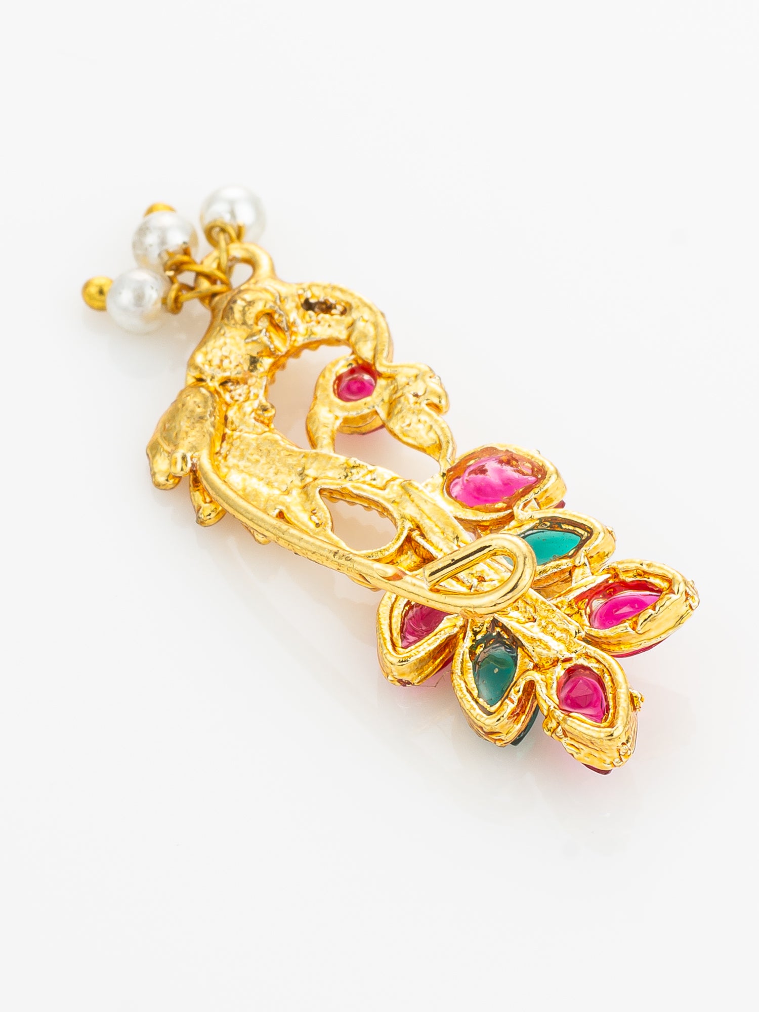 Aadita Gold Plated Peacock Motif Nathni