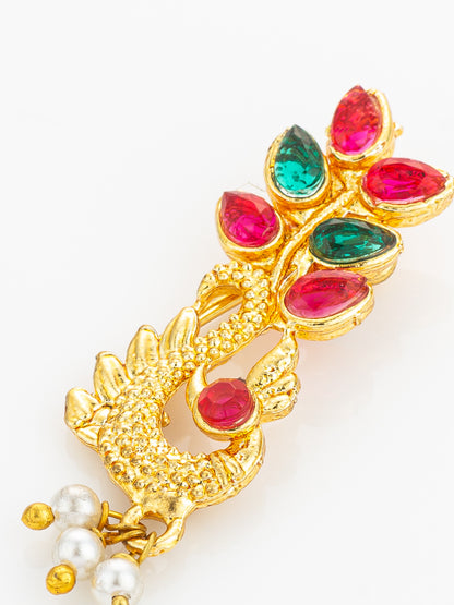Aadita Gold Plated Peacock Motif Nathni