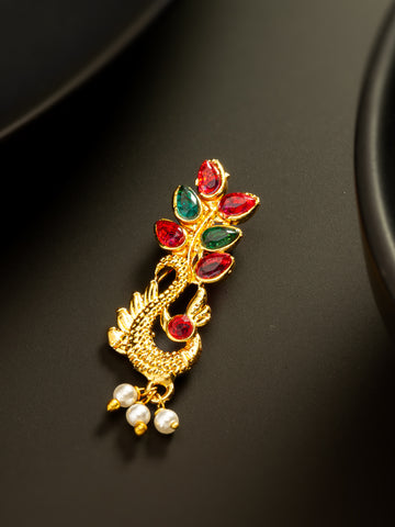 Aadita Gold Plated Peacock Motif Nathni