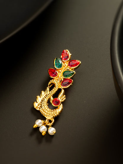 Aadita Gold Plated Peacock Motif Nathni