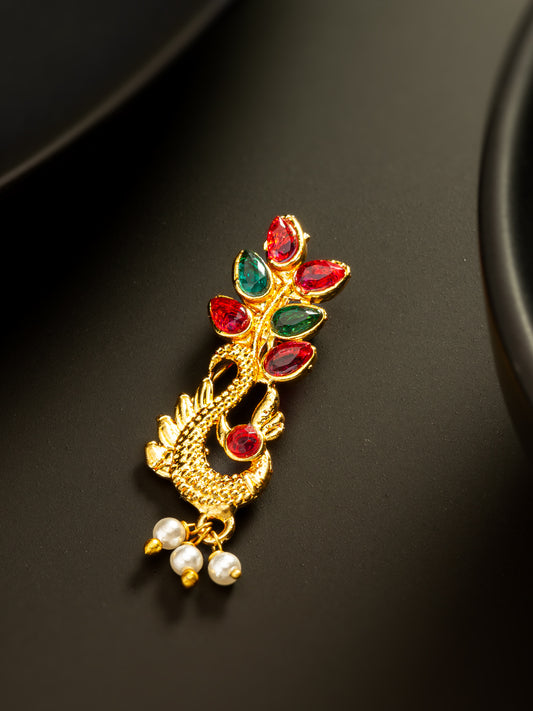 Aadita Gold Plated Peacock Motif Nathni
