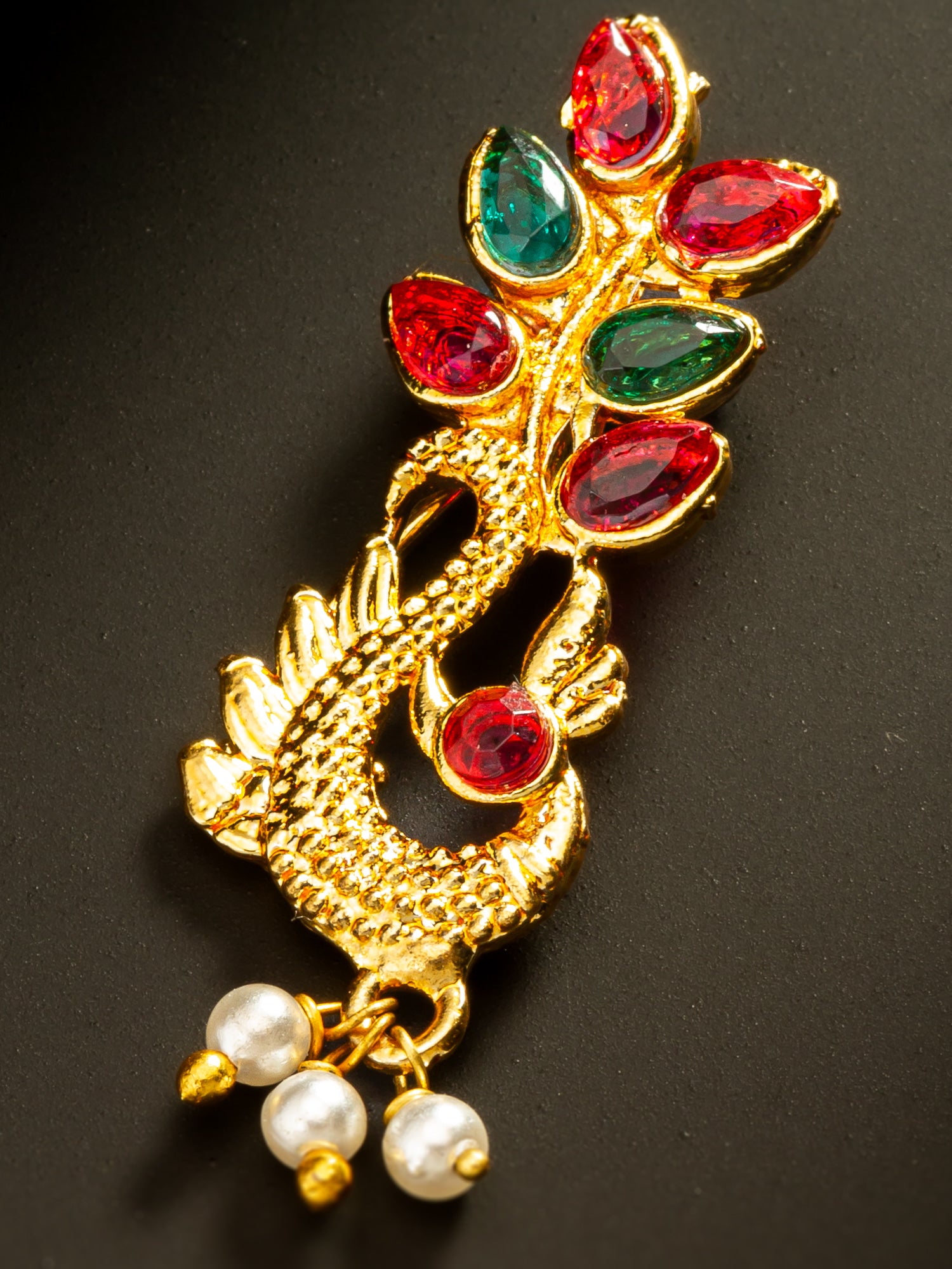 Aadita Gold Plated Peacock Motif Nathni