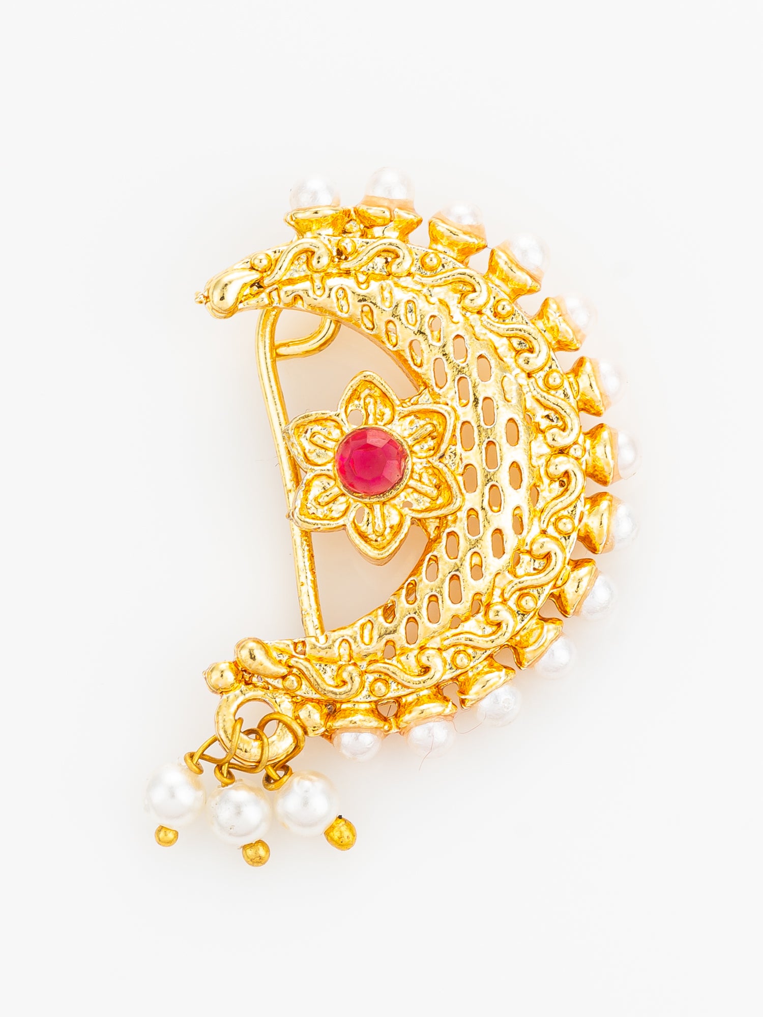 Aadita Floral Pearl Drop Nath