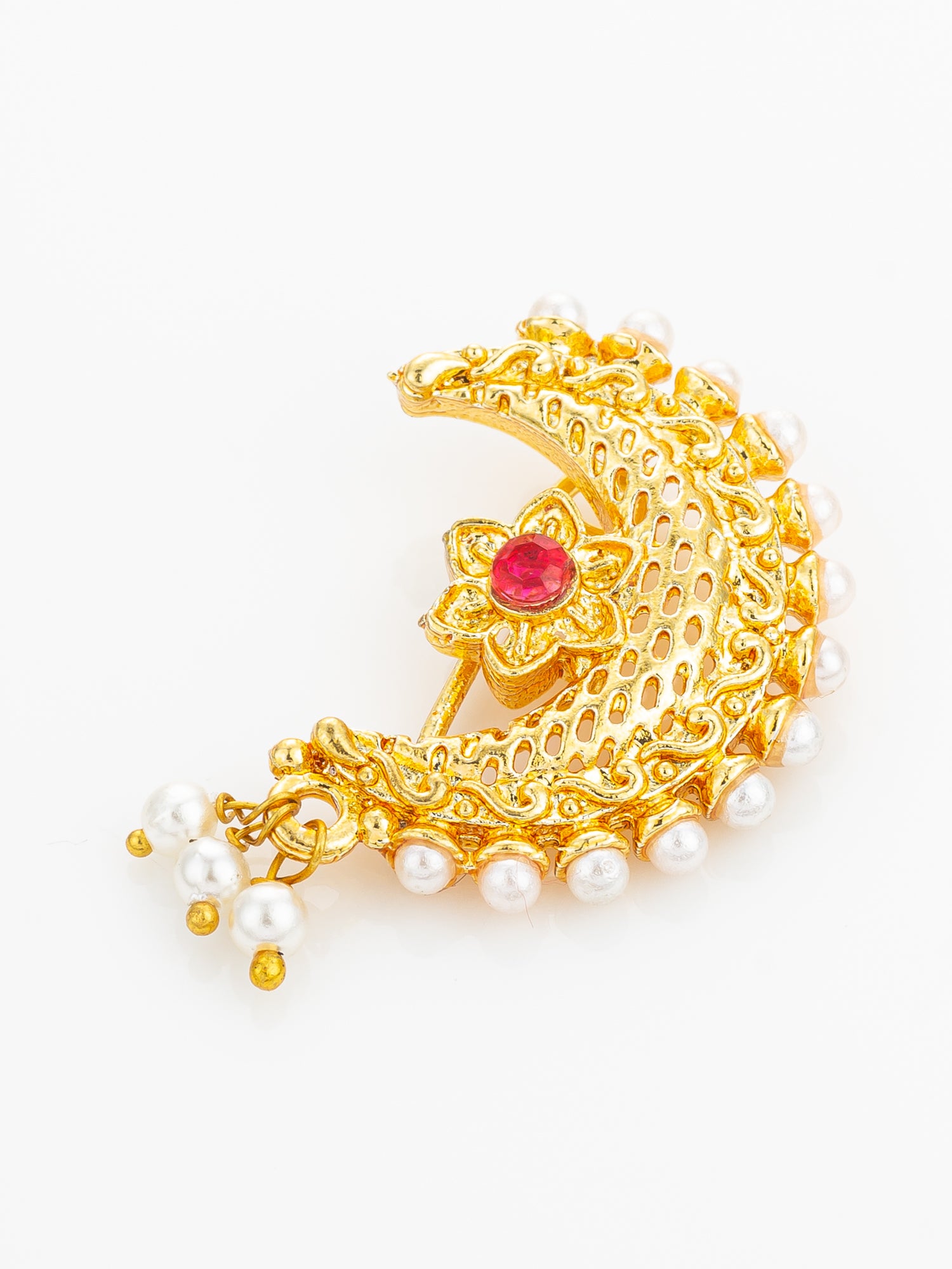Aadita Floral Pearl Drop Nath