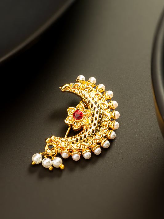 Aadita Floral Pearl Drop Nath