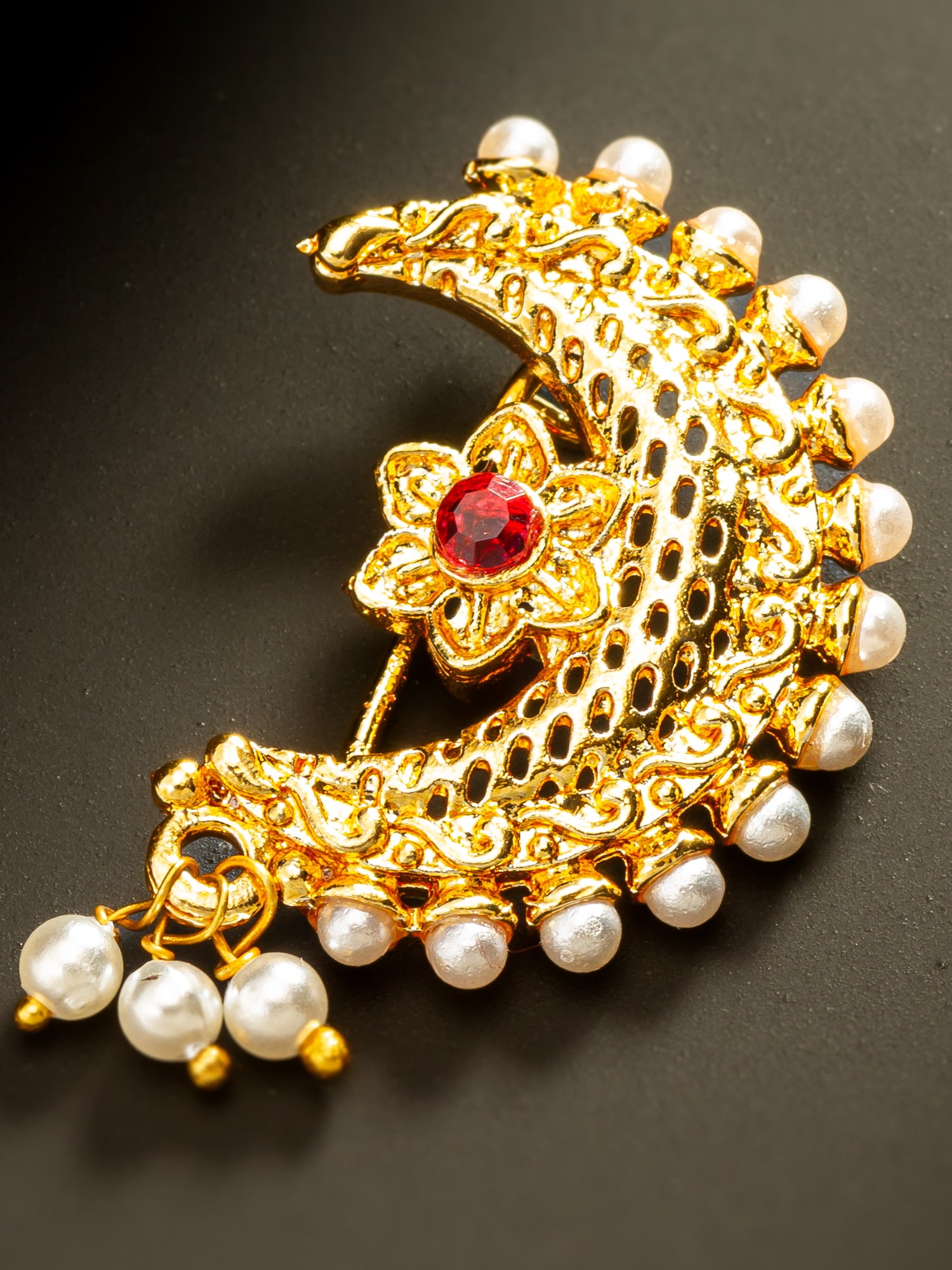 Aadita Floral Pearl Drop Nath