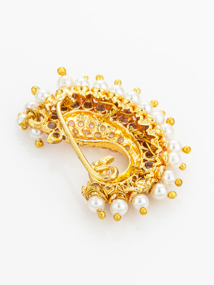 Aadita Traditional Pearl & Pink Stone Nath