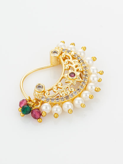 Aadita Pearl Studded Crescent Nath