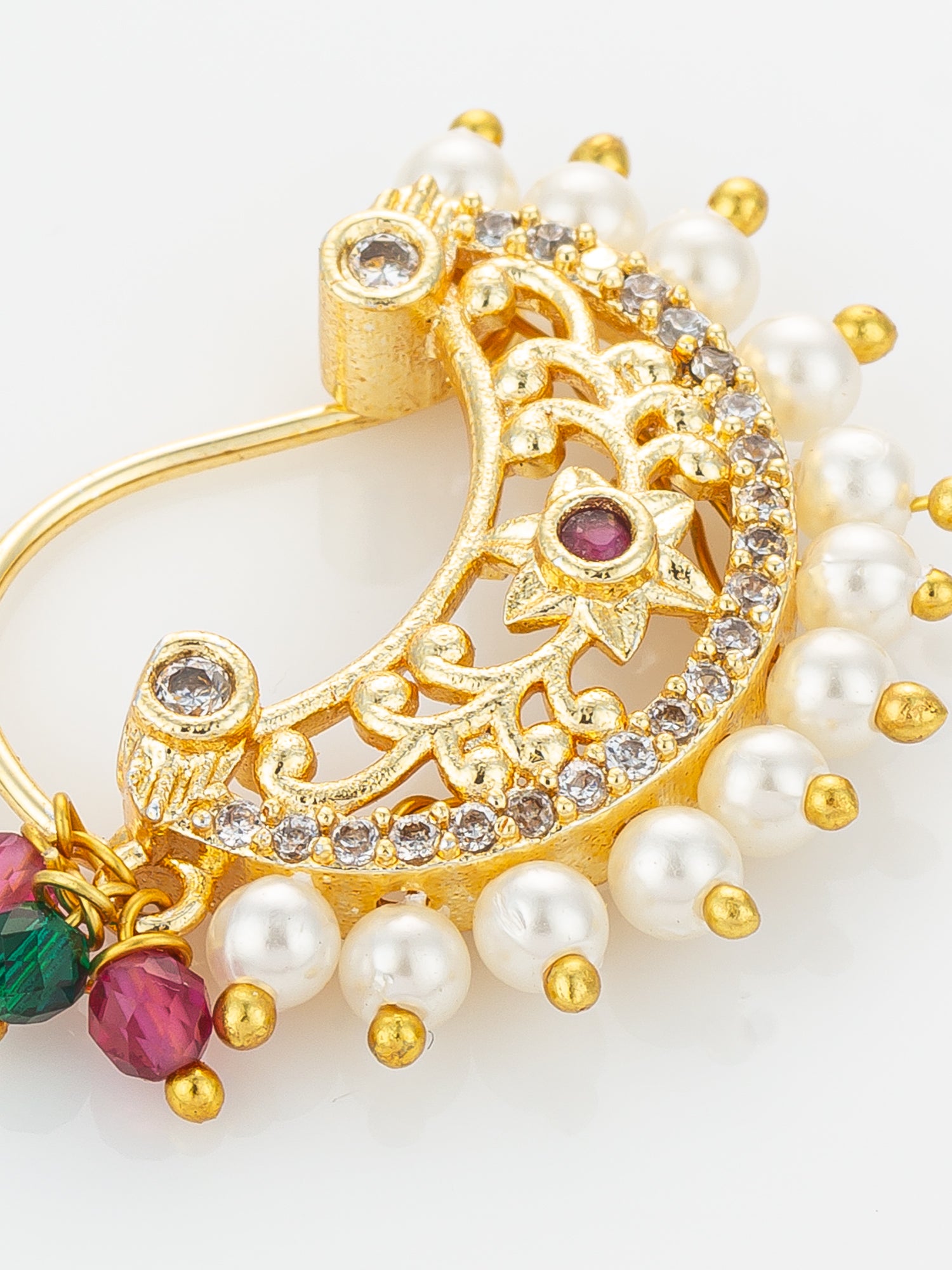 Aadita Pearl Studded Crescent Nath