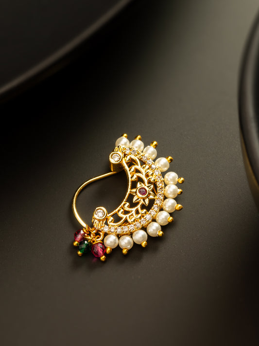 Aadita Pearl Studded Crescent Nath