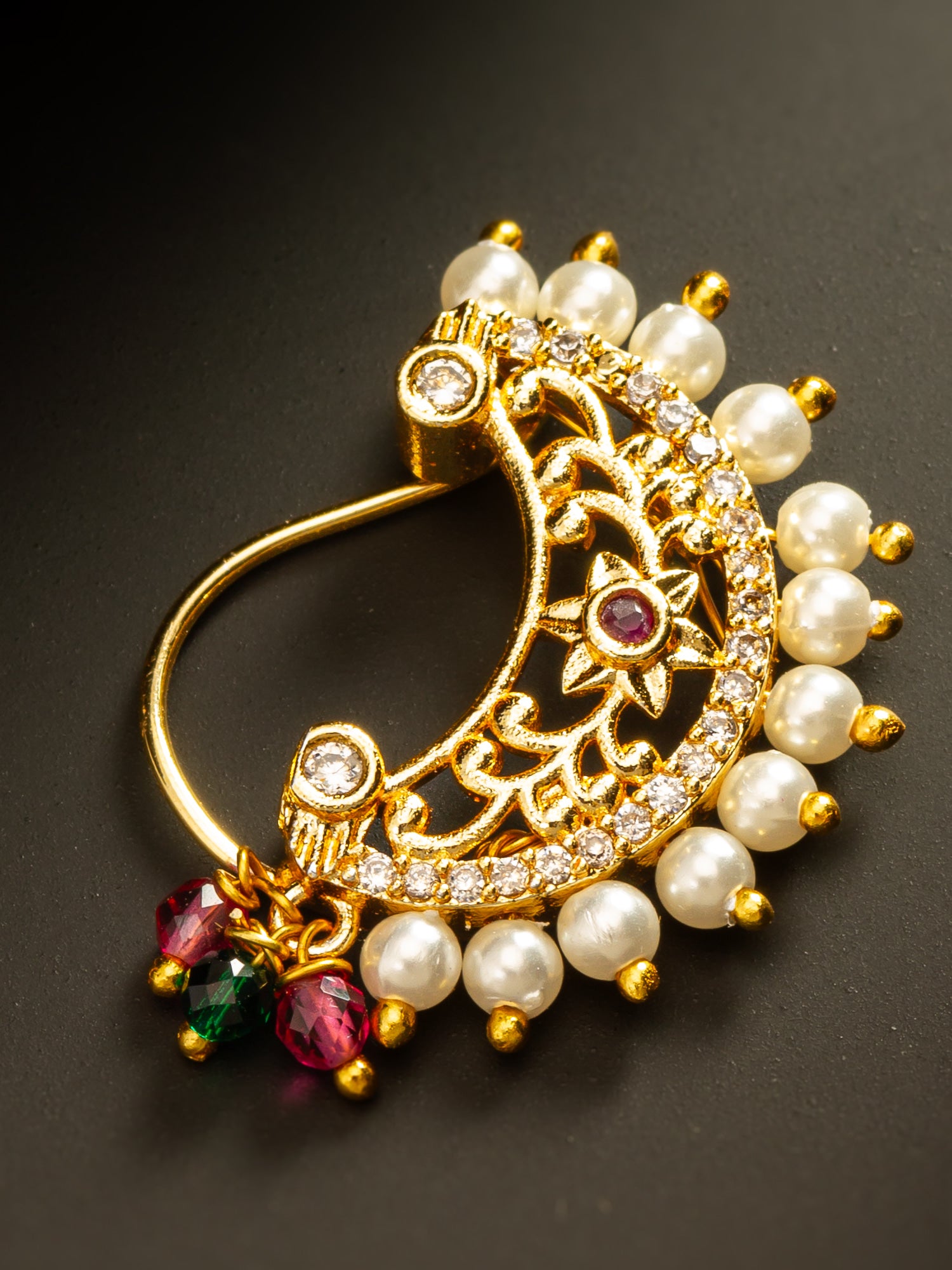 Aadita Pearl Studded Crescent Nath