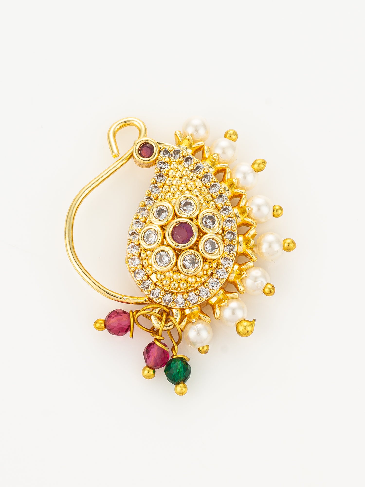 Aadita Paisley Patterned Gold Plated Nath
