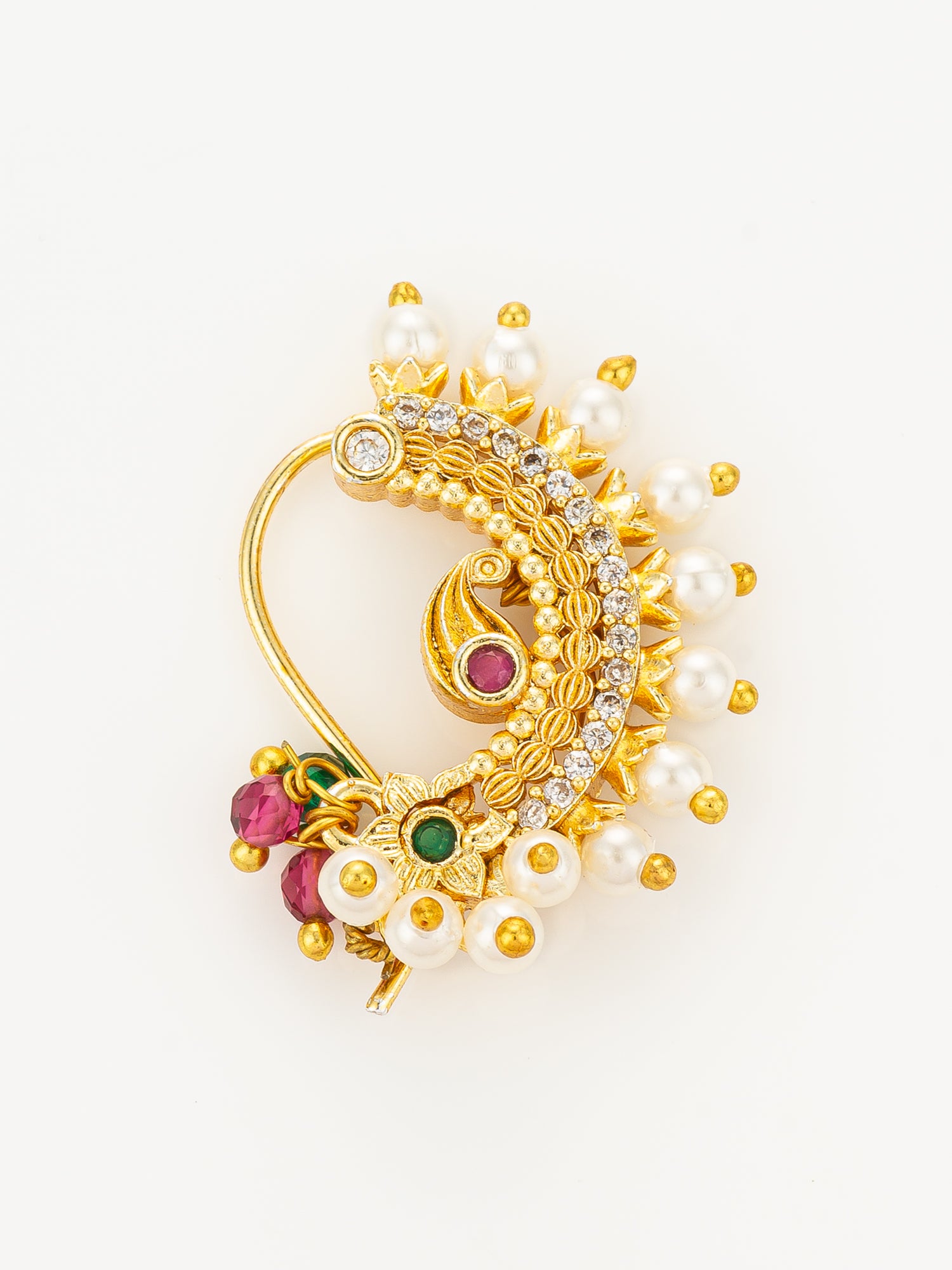 Aadita Crescent Style Gold Plated Maharashtrian Nath