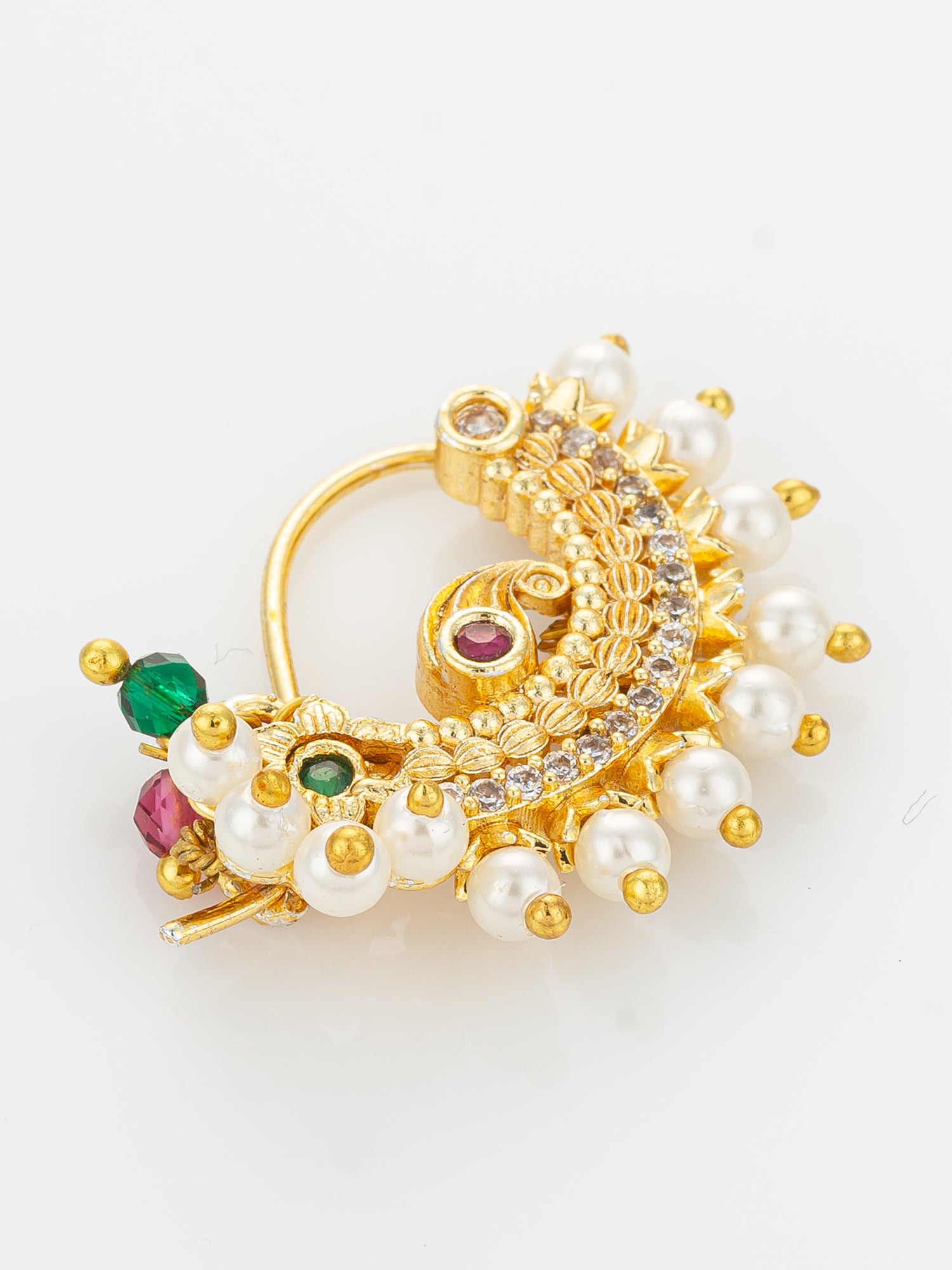 Aadita Crescent Style Gold Plated Maharashtrian Nath