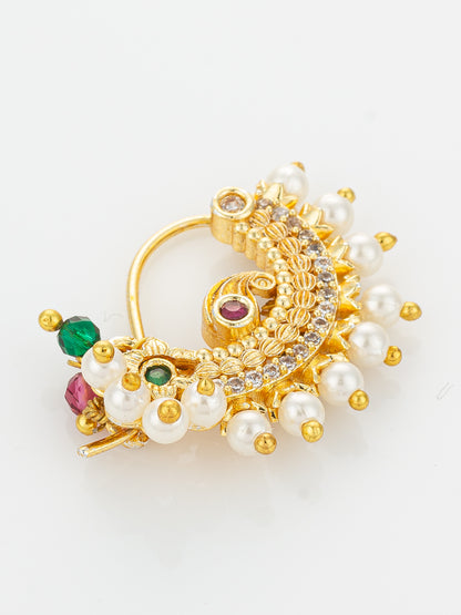 Aadita Crescent Style Gold Plated Maharashtrian Nath