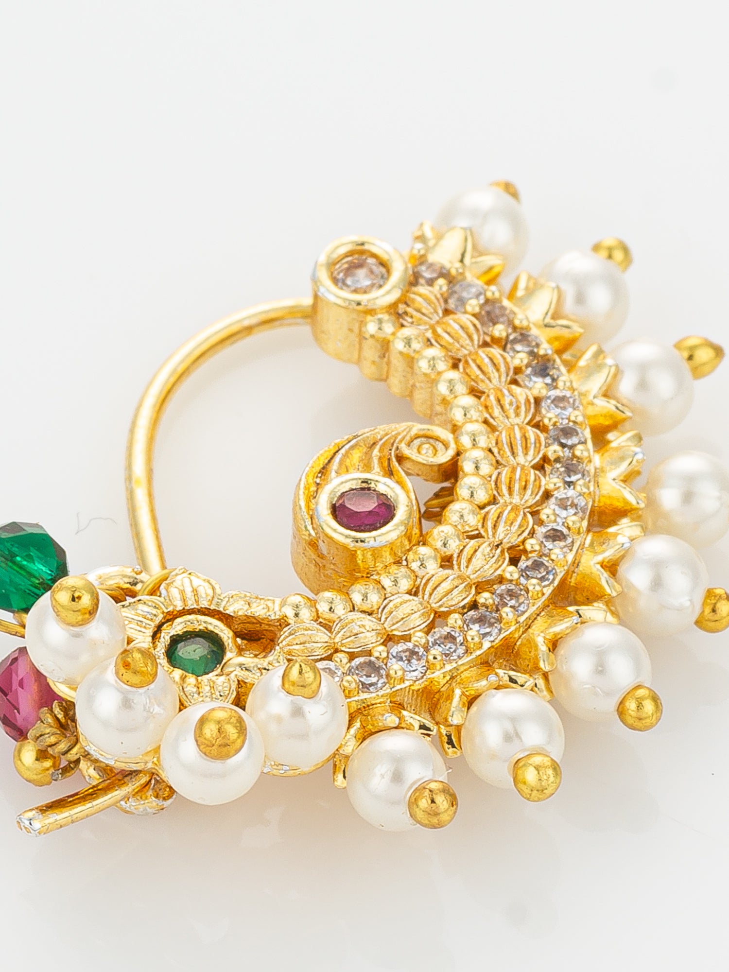 Aadita Crescent Style Gold Plated Maharashtrian Nath