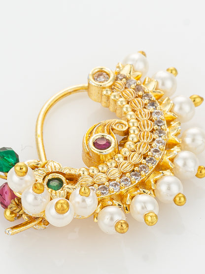 Aadita Crescent Style Gold Plated Maharashtrian Nath