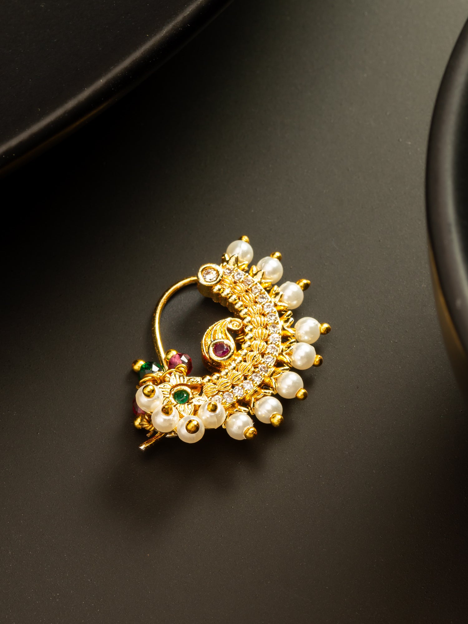 Aadita Crescent Style Gold Plated Maharashtrian Nath