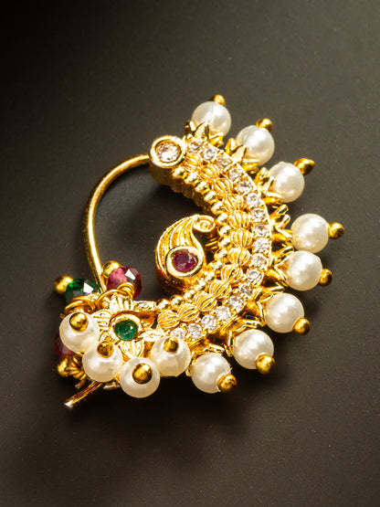 Aadita Crescent Style Gold Plated Maharashtrian Nath