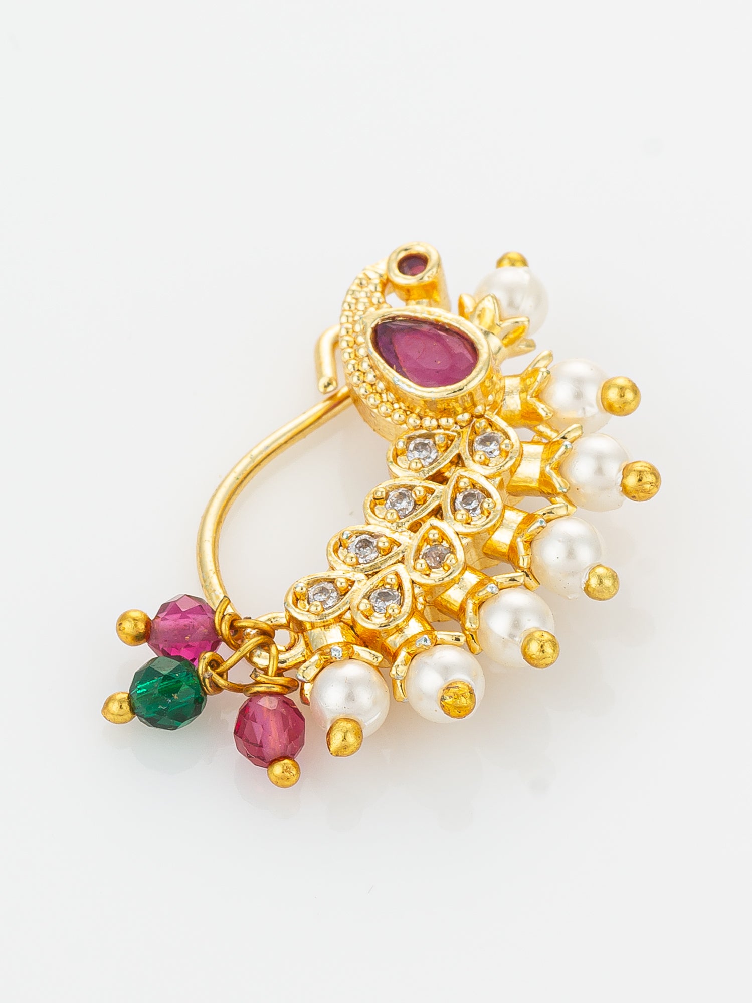 Aadita Premium Curved Pearl Nath
