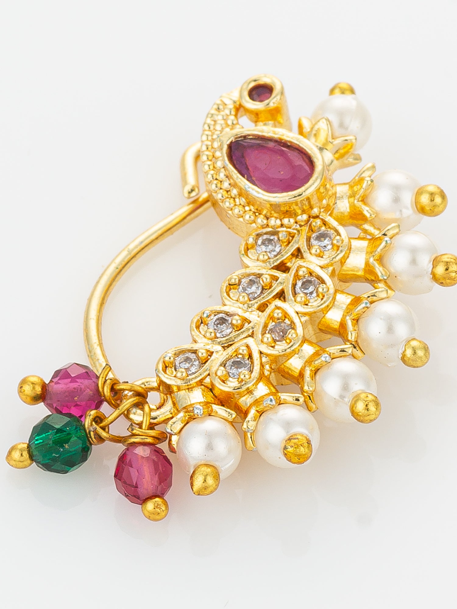 Aadita Premium Curved Pearl Nath