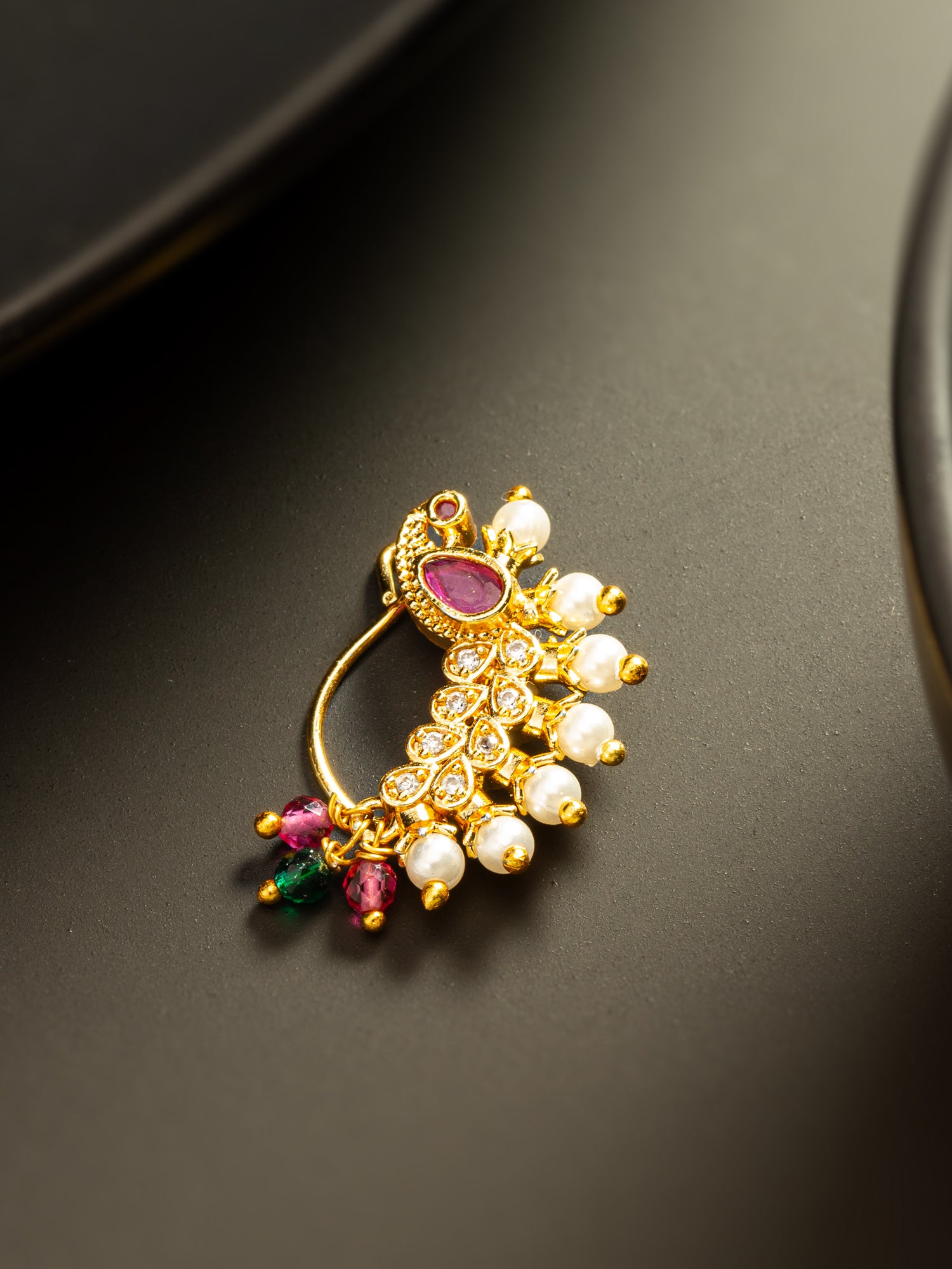 Aadita Premium Curved Pearl Nath