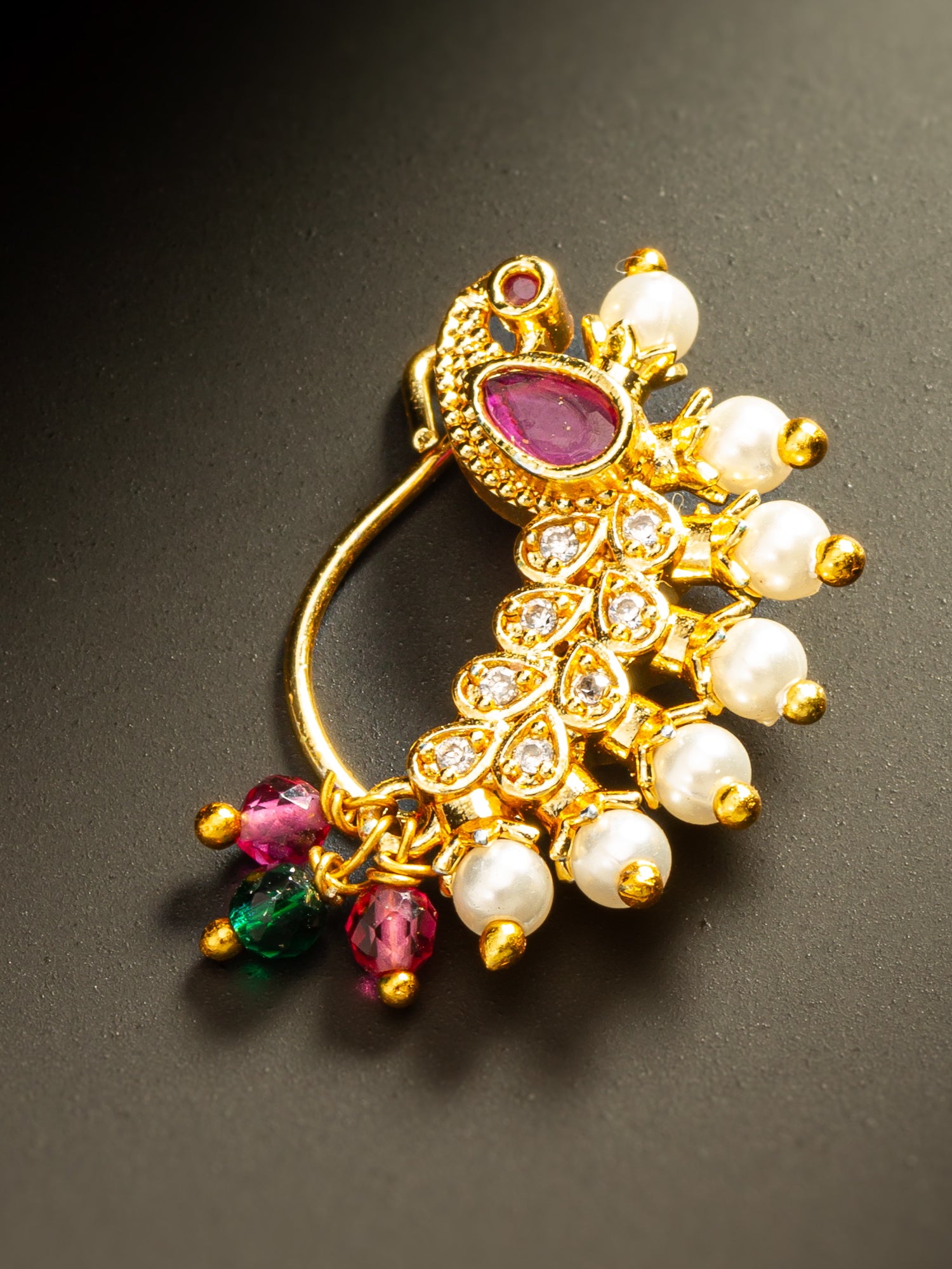 Aadita Premium Curved Pearl Nath