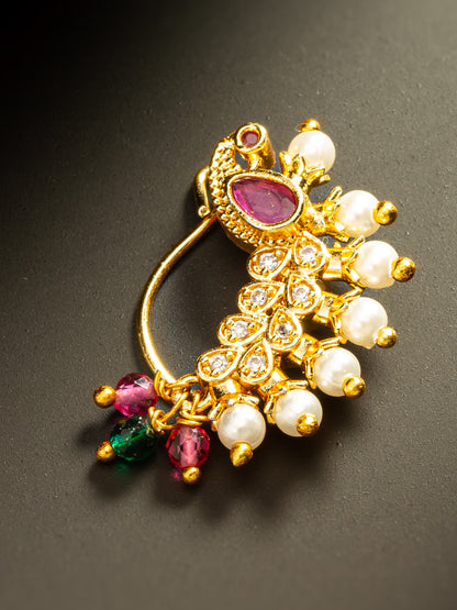 Aadita Premium Curved Pearl Nath