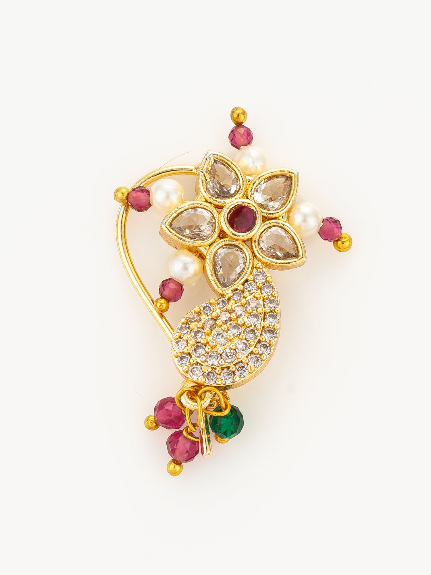 Aadita Traditional Floral Pearl Nath