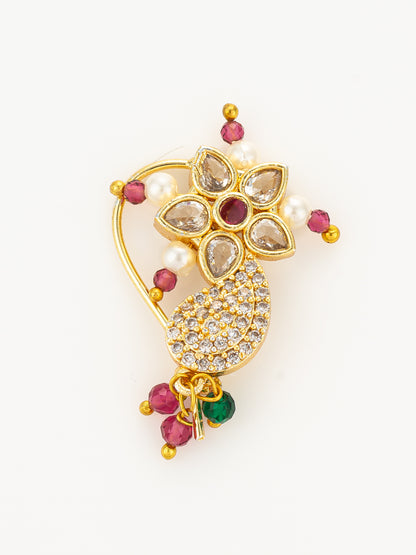 Aadita Traditional Floral Pearl Nath