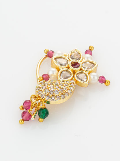 Aadita Traditional Floral Pearl Nath