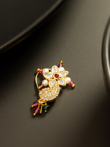 Aadita Traditional Floral Pearl Nath