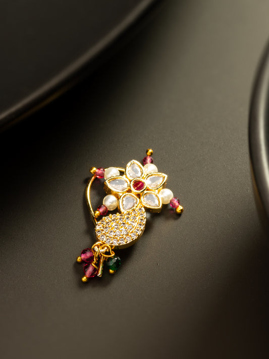 Aadita Traditional Floral Pearl Nath