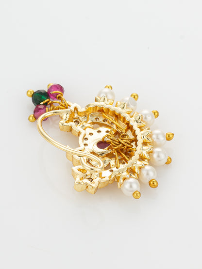 Aadita Floral Motif Gold Plated Nath