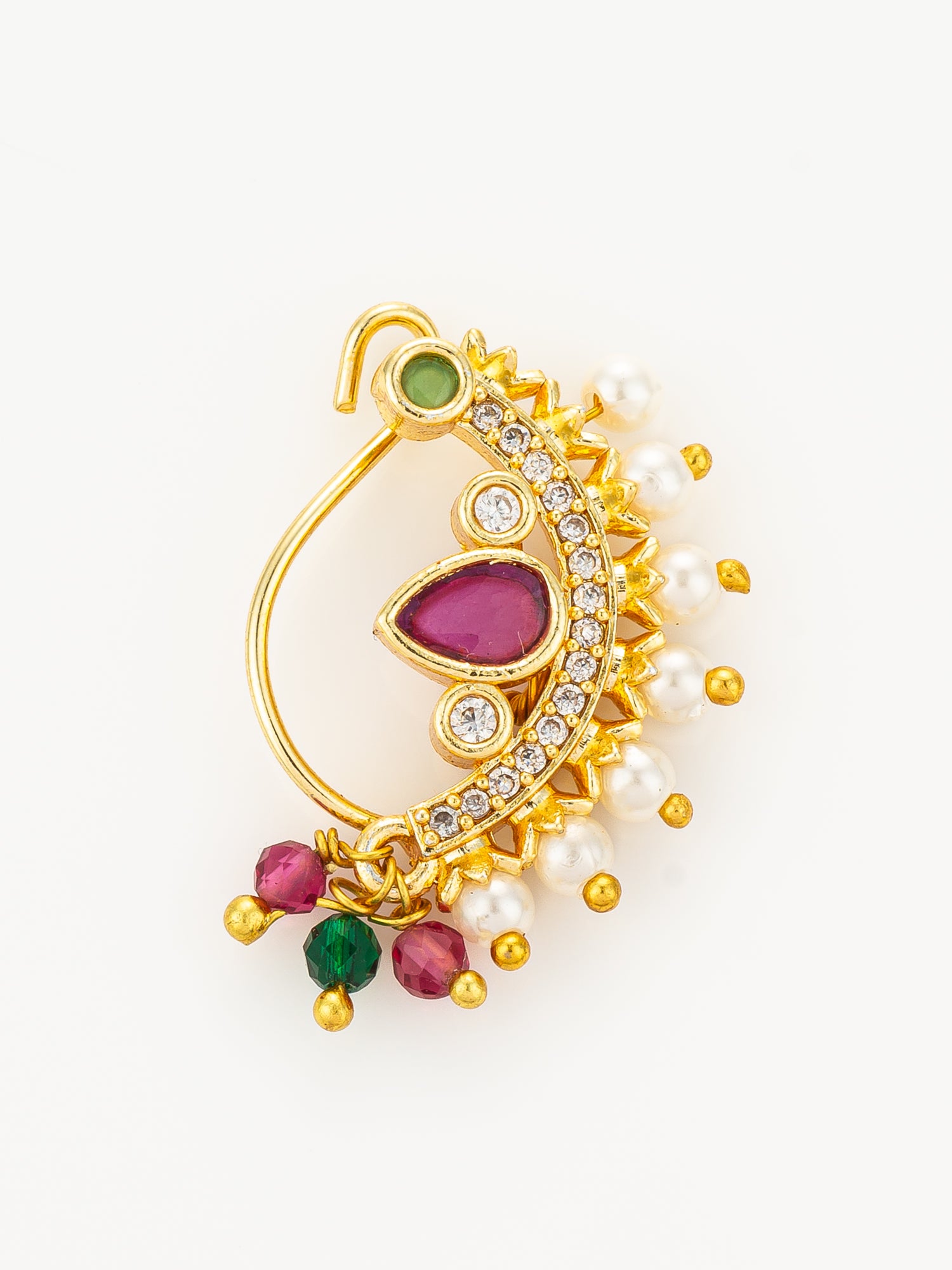 Aadita Traditional Pearl and Stone Studded Nath