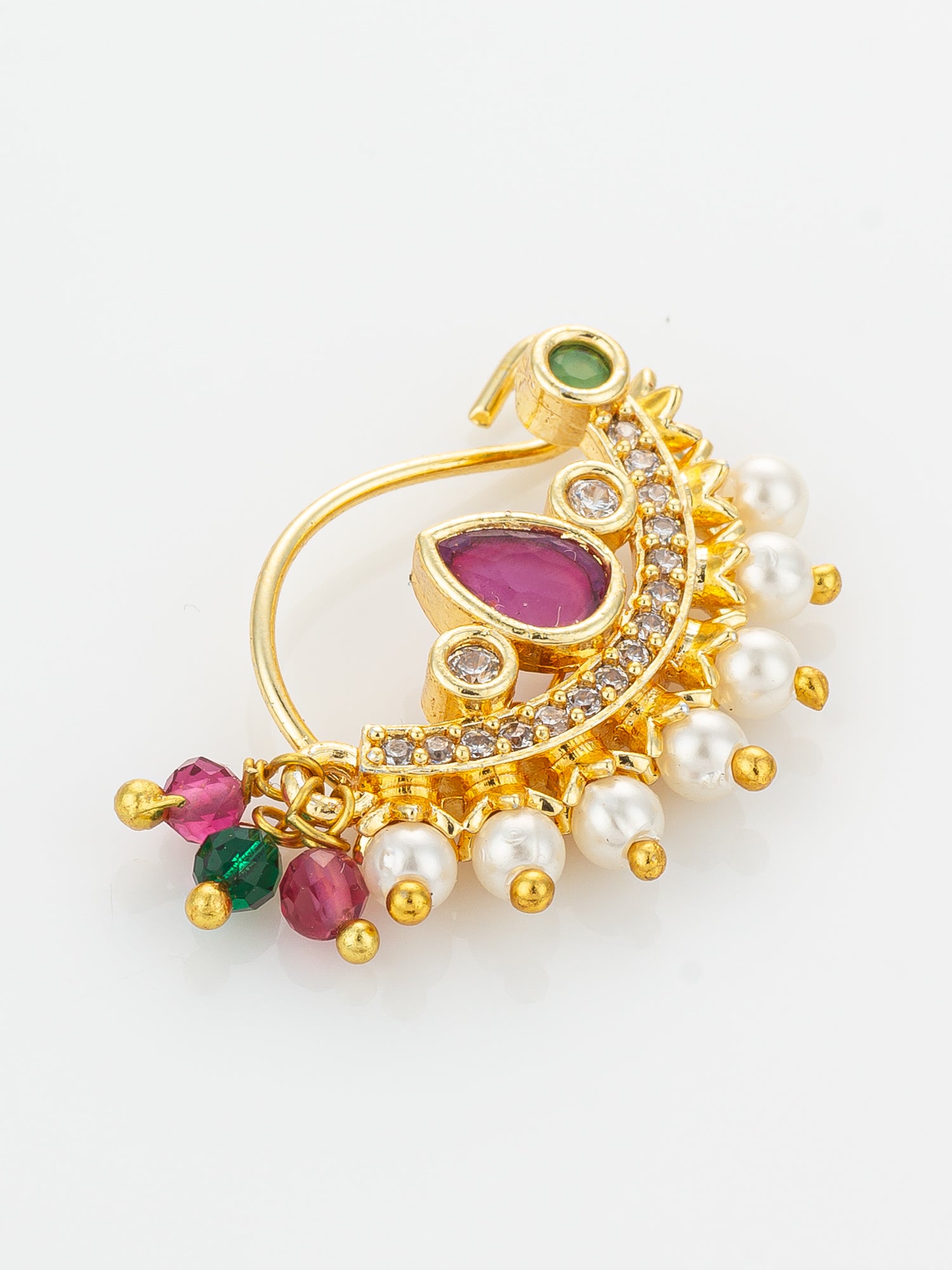 Aadita Traditional Pearl and Stone Studded Nath