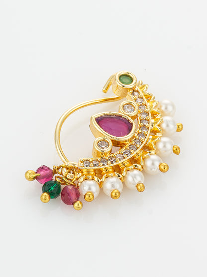 Aadita Traditional Pearl and Stone Studded Nath
