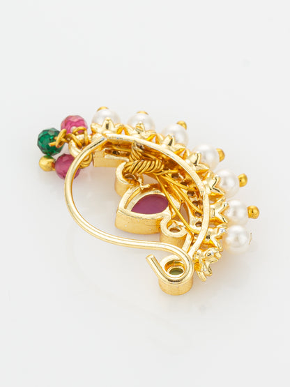 Aadita Traditional Pearl and Stone Studded Nath