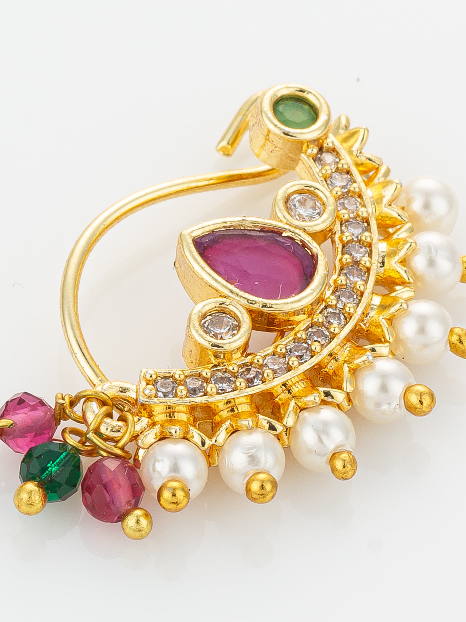 Aadita Traditional Pearl and Stone Studded Nath