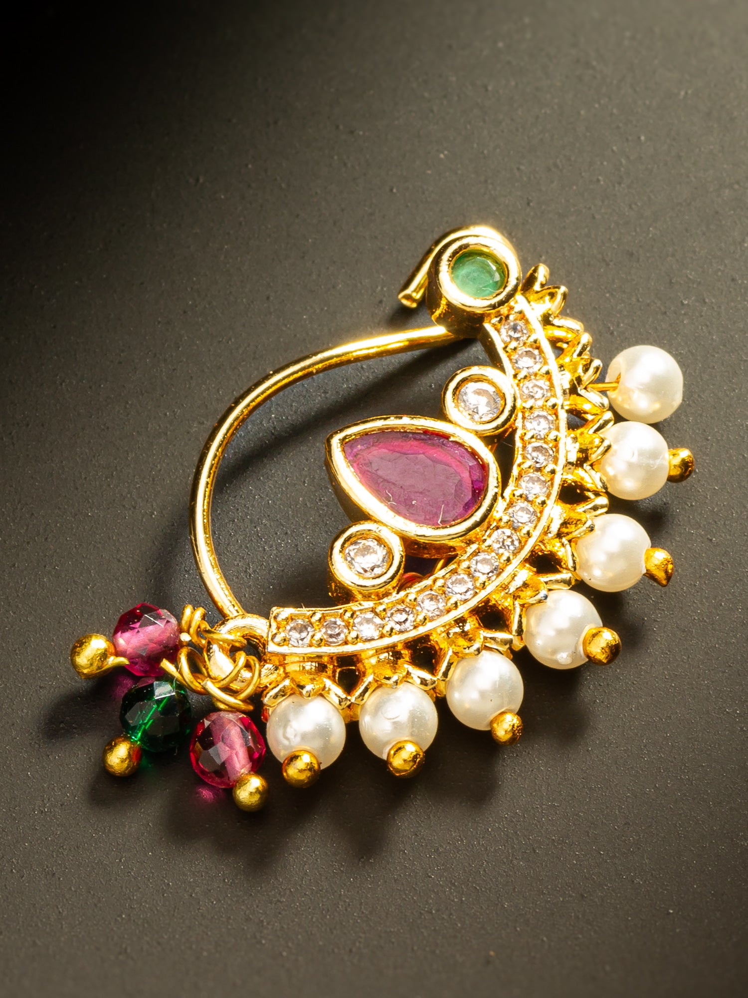 Aadita Traditional Pearl and Stone Studded Nath