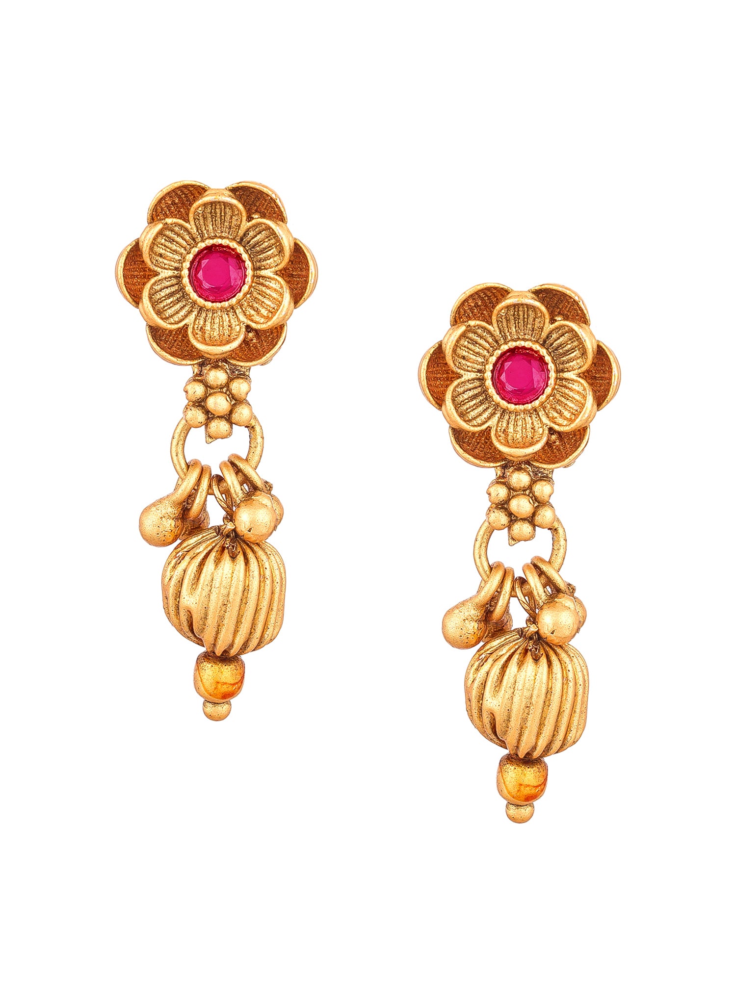 Aadita Antique Gold Kundan Choker Necklace Set with Stones and Dangle Earrings