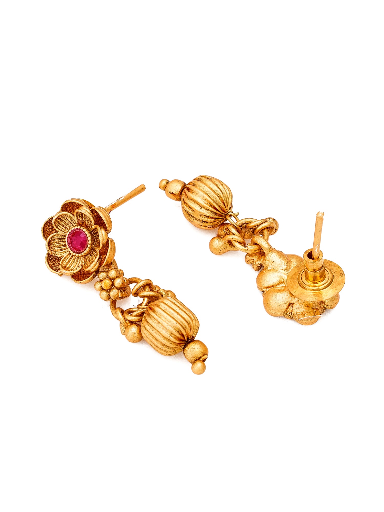 Aadita Antique Gold Kundan Choker Necklace Set with Stones and Dangle Earrings
