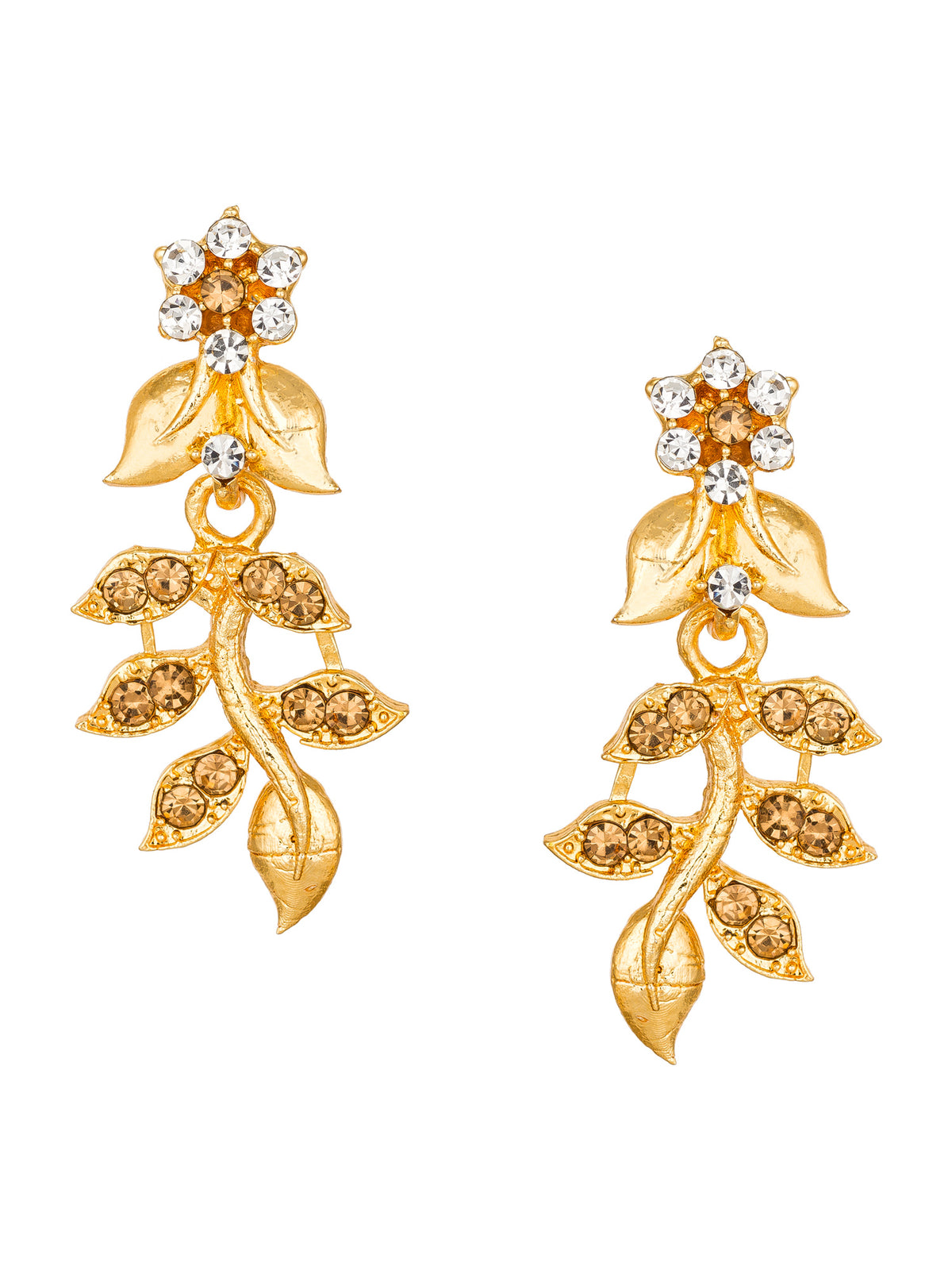 Festive Wear Gold-Toned Floral Vine Necklace Set with Stone Earrings