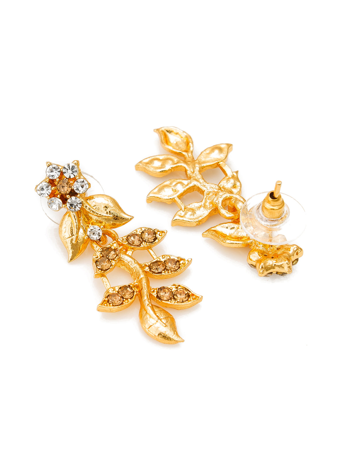 Festive Wear Gold-Toned Floral Vine Necklace Set with Stone Earrings