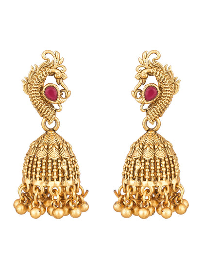 Aadita Antique Gold Lakshmi Temple Choker Necklace Set with Jhumka Earrings