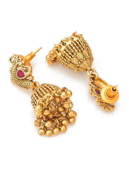 Aadita Antique Gold Lakshmi Temple Choker Necklace Set with Jhumka Earrings