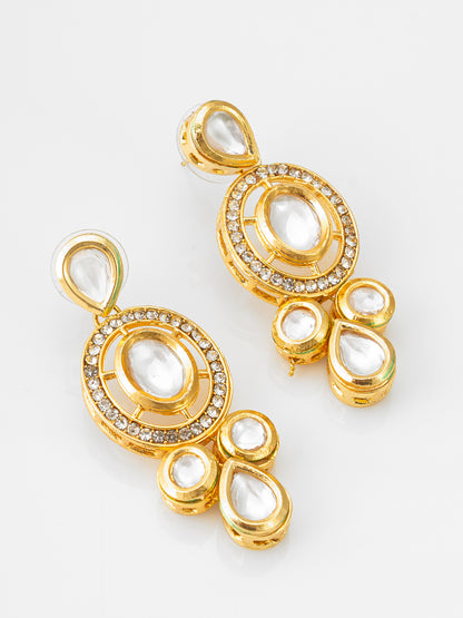 Regal Five-Layered Pearl Long Necklace with Circular Kundan Accents