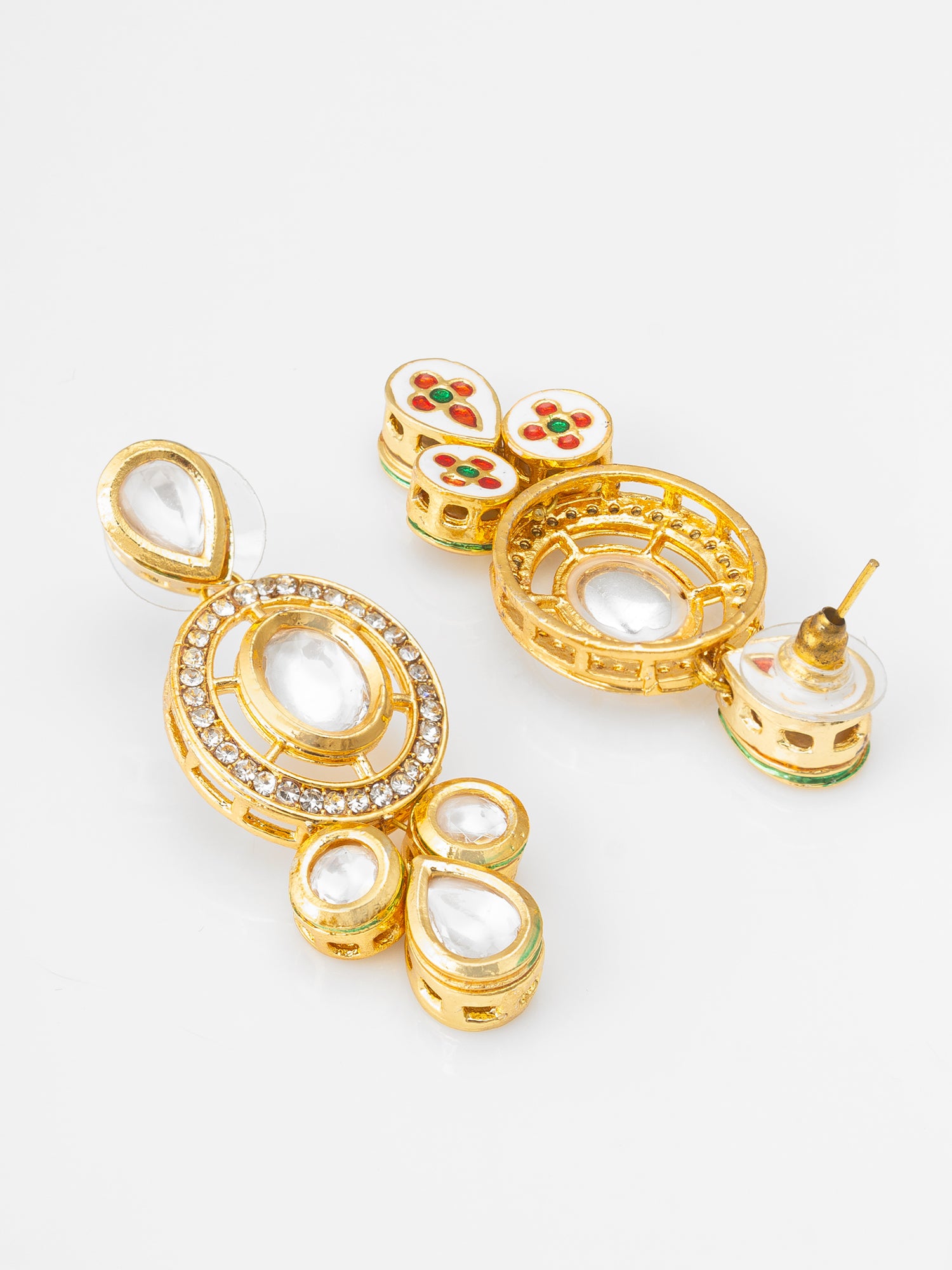 Regal Five-Layered Pearl Long Necklace with Circular Kundan Accents