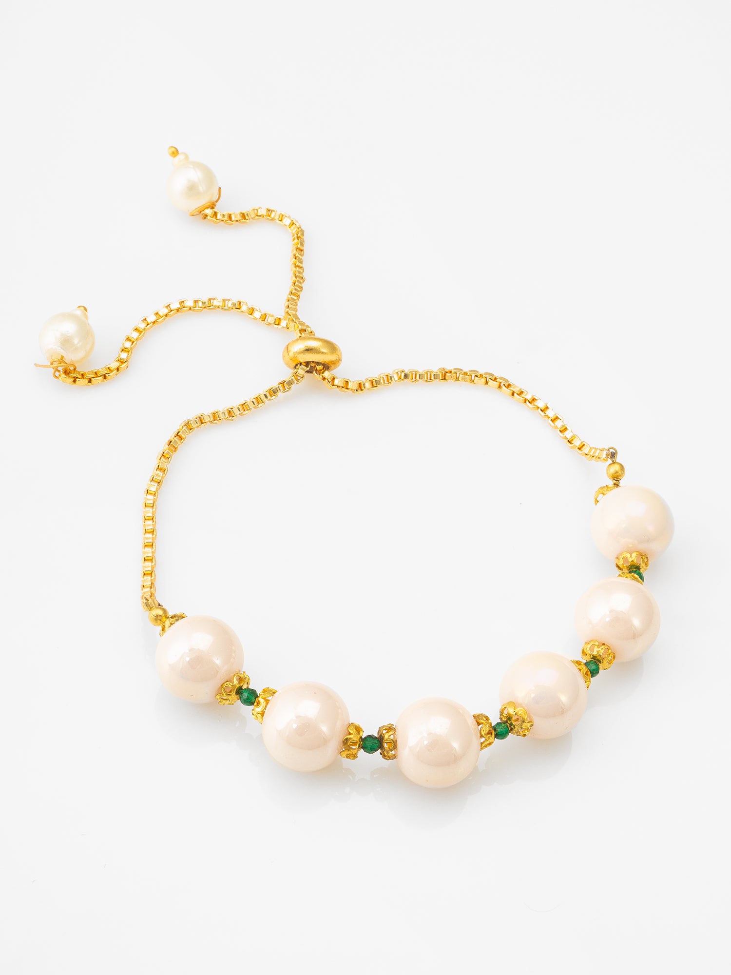 Elegant Gold-Plated Layered Pearl Necklace with Kundan Clover Pendant and Matching Bracelet Set